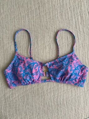 wild fable Pink Bikini Top with Blue Paisley Trim
